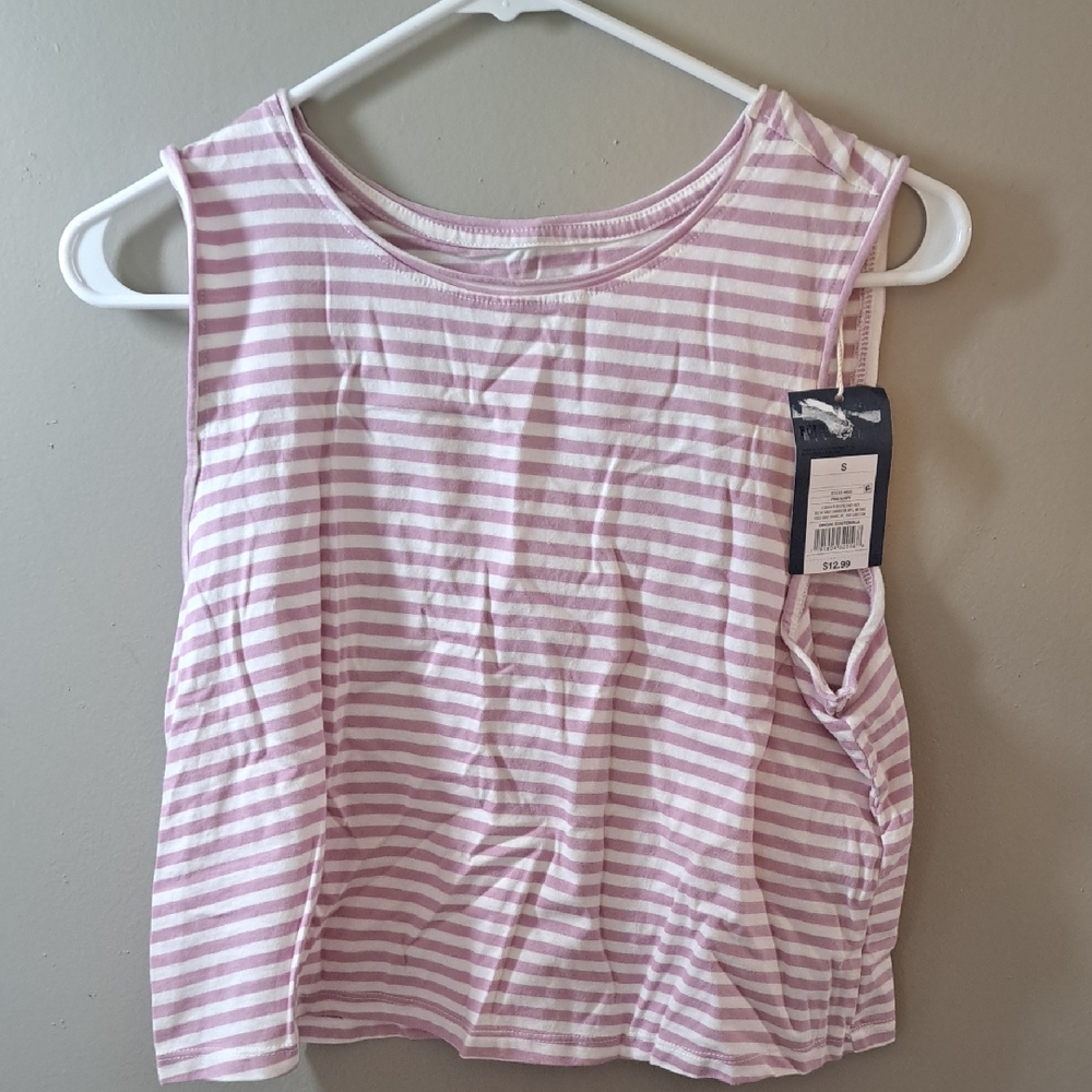 Universal Thread Purple and White Striped Crop Top/Tank Top